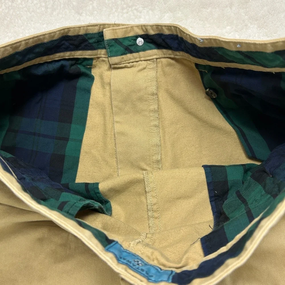 Castaway Nantucket Island Chino Pants Mens 34x32 Brown Plaid Lined Mid Rise